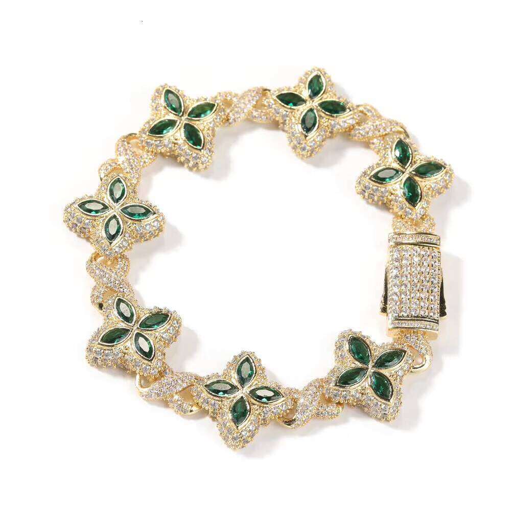 UWIN Duty-Free Clover Brand VVS Moissanite Cuban Bracelet Shiny Hip-Hop Real Gold Plated Infinity Chain Women's Jewelry
