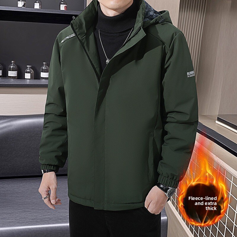 Cross-border Winter Windproof Jacket Men's Thick Detachable Designer Hoodie Jacket Tracksuit Men Polo Veste Coat Hood Workwear Jacket Fleece Line