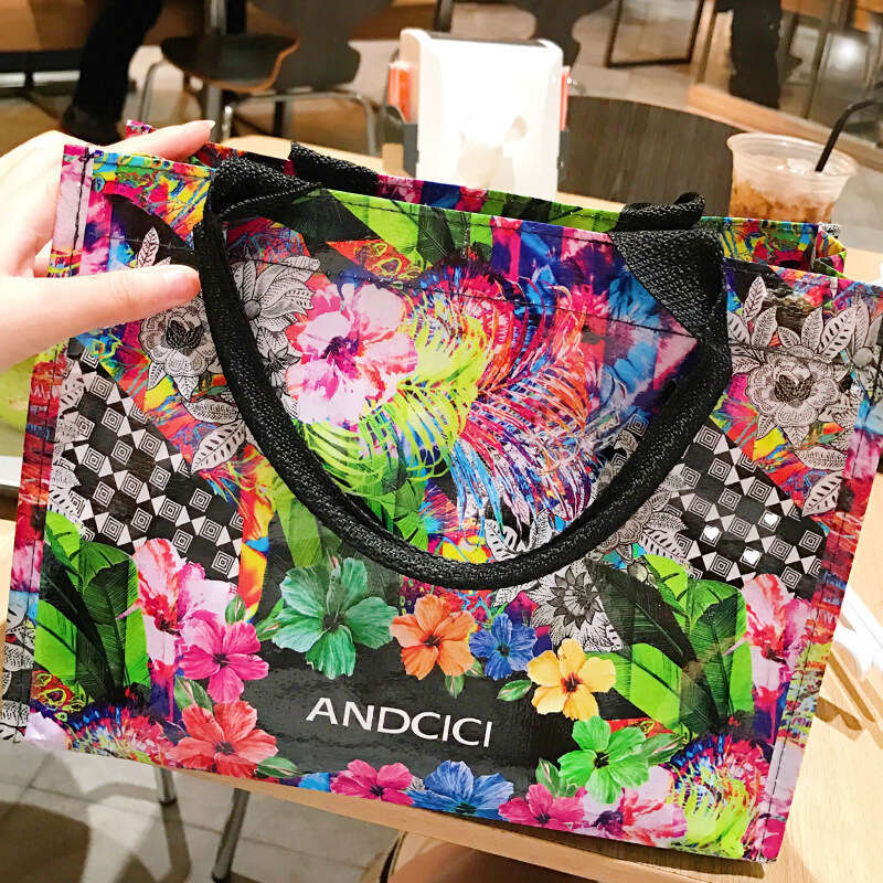 Oil Painting Foldable Large Capacity Eco-friendly Shopping Handbag Single Shoulder Women Waterproof Portable Beach Bag