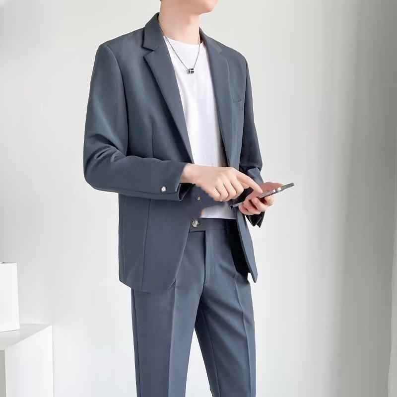 k1702 Men's Formal Business Casual Suit - Elegant Wedding Wear with Double Breasting Detail