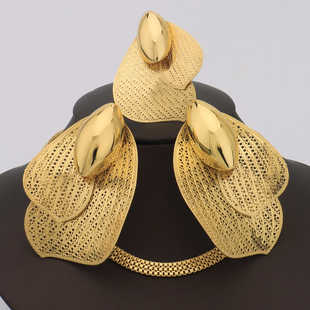 African Necklace Earrings Ring Set Geometric Irregular Women Nightclub Party Jewelry Anniversary Gift For Wedding 251016
