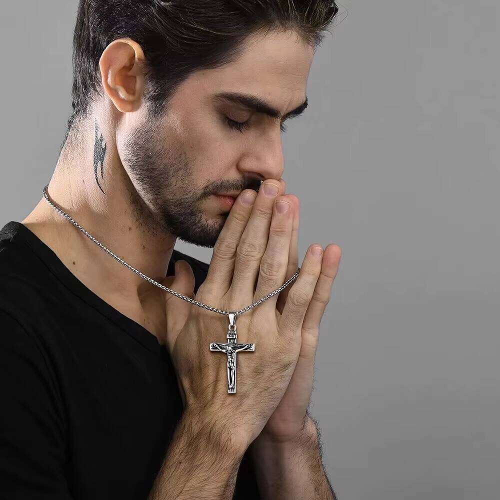 Christian for Women and Men sterling silver Religious Easter Jesus Cross Necklace Prayer Baptism Jewelry