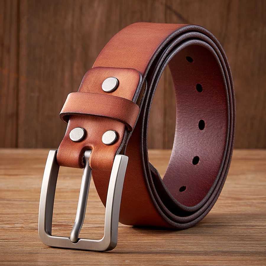 38cm Vintage 100 Genuine leather Belt for Men High Quality Natural Cow Leather Mens Belt Male Strap for Jeans or Pants W251018