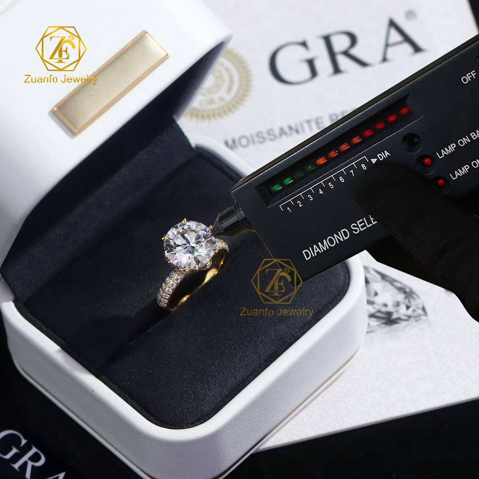 Luxury Moissanite Rings Women Engagement 5CT 11mm Large Size Round Cut Moissante Diamond 925 Silver Wedding Ring