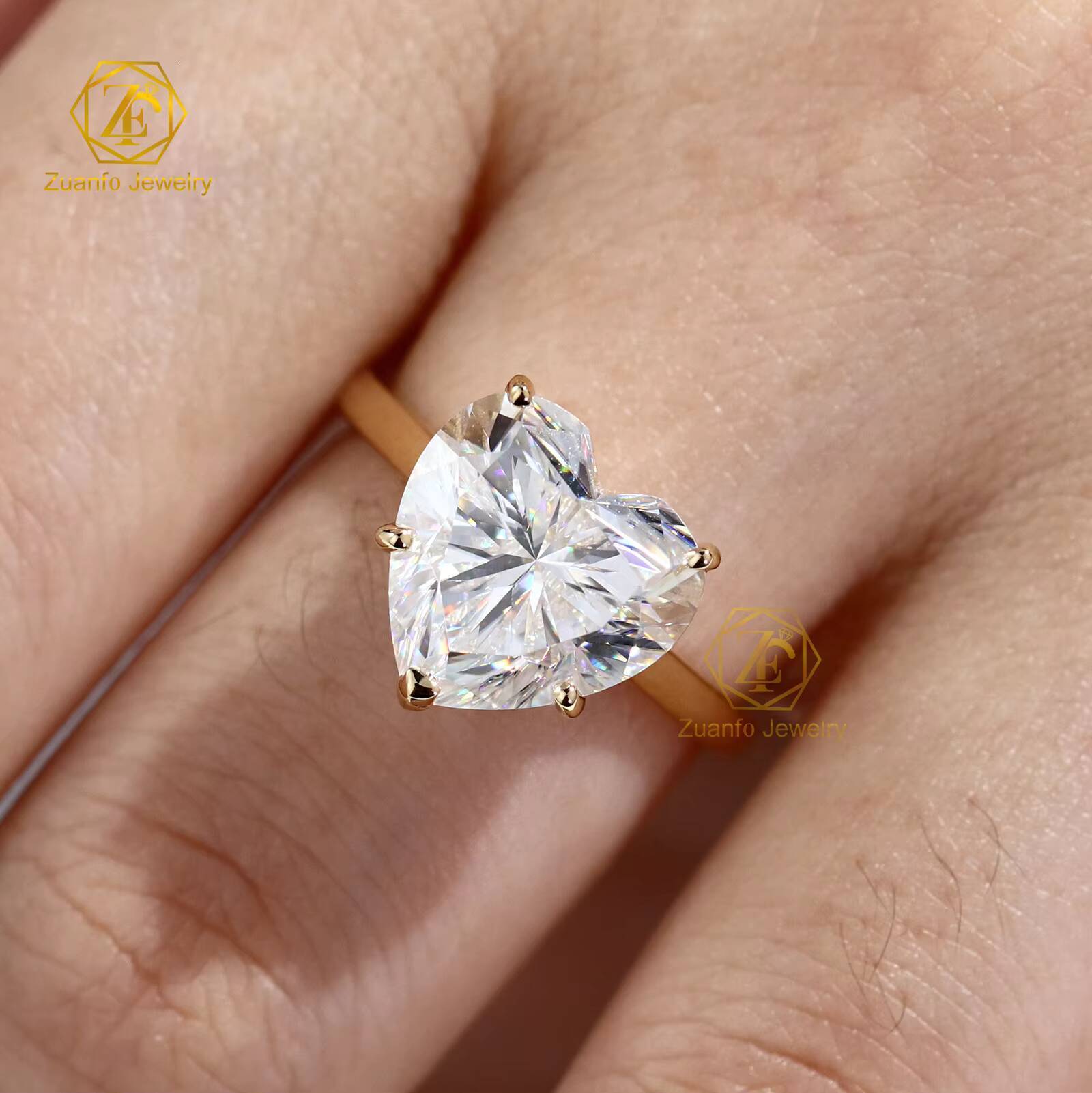 10k 14k 18k Gold Ring 1ct5CT Heart Shape Synthetic D VVS1 Moissanite Solitary Ring Wedding Engagement Ring with GRA Certificate