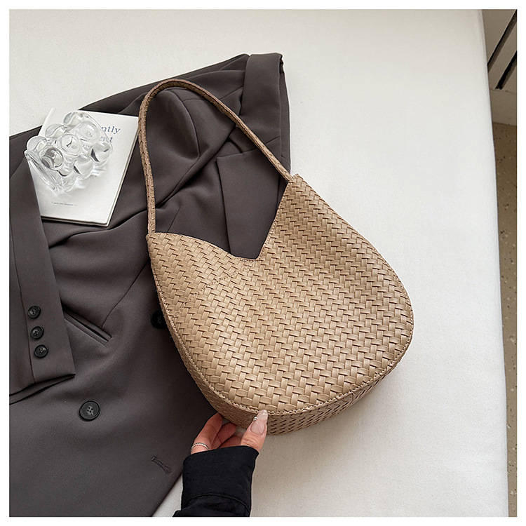 Luxury Brand Designer Bag Korean High-End Versatile Woven Bucket Bag For Women, Ins Fashion Casual Shoulder Underarm Bag, Handbag