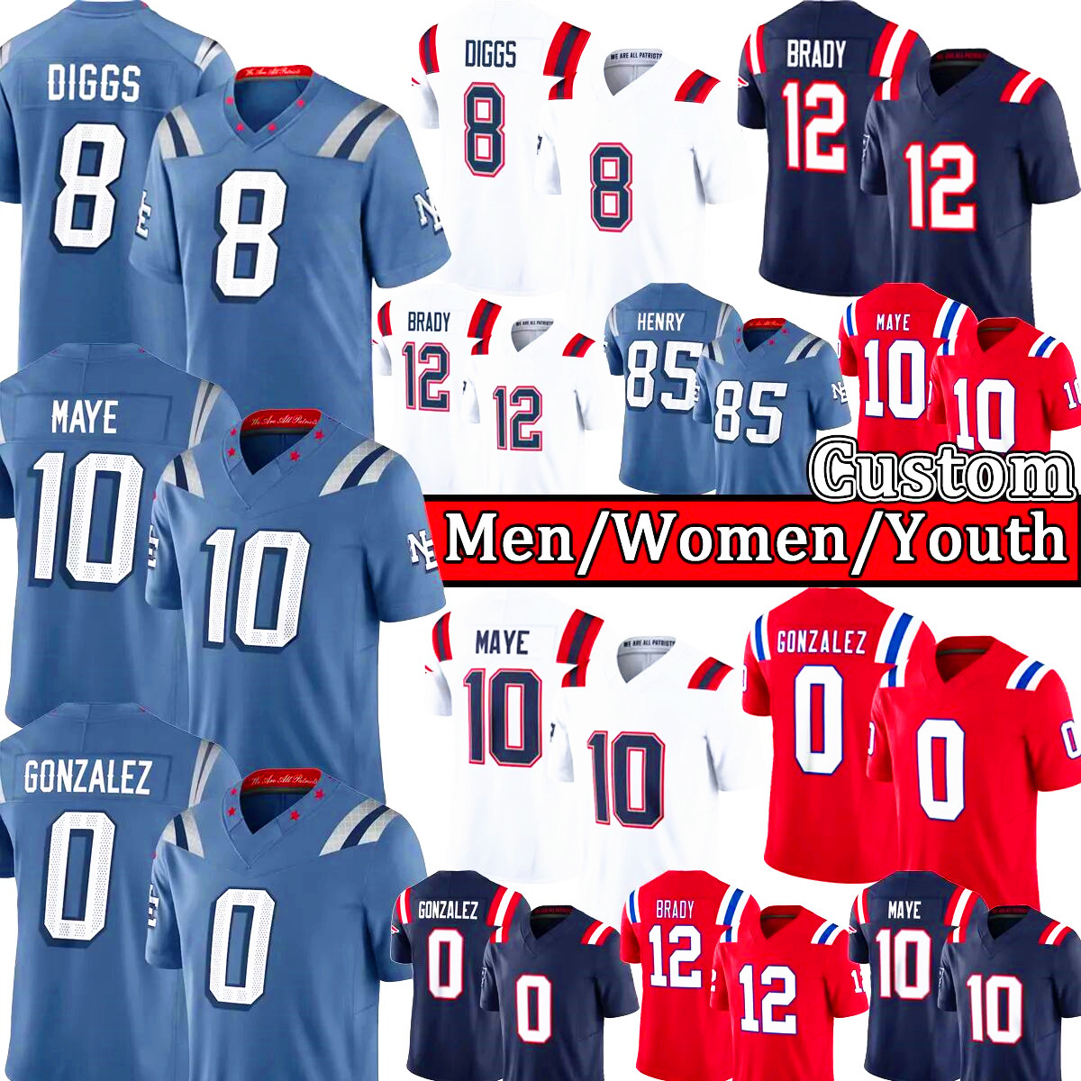 NFL New Englands city PatriotsES Drake Maye Hunter Henry Patriotes Jersey Rhare Stevenson Jacoby Rivalries Collection Football Jerseys 396