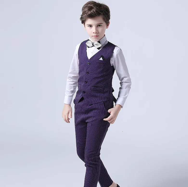 Boys Summer Wedding Suit Kids 1Year Birthday Vest Pants 2PCS Formal Suit Child Party Ceremony Costume Teenager Pography Suit 251017