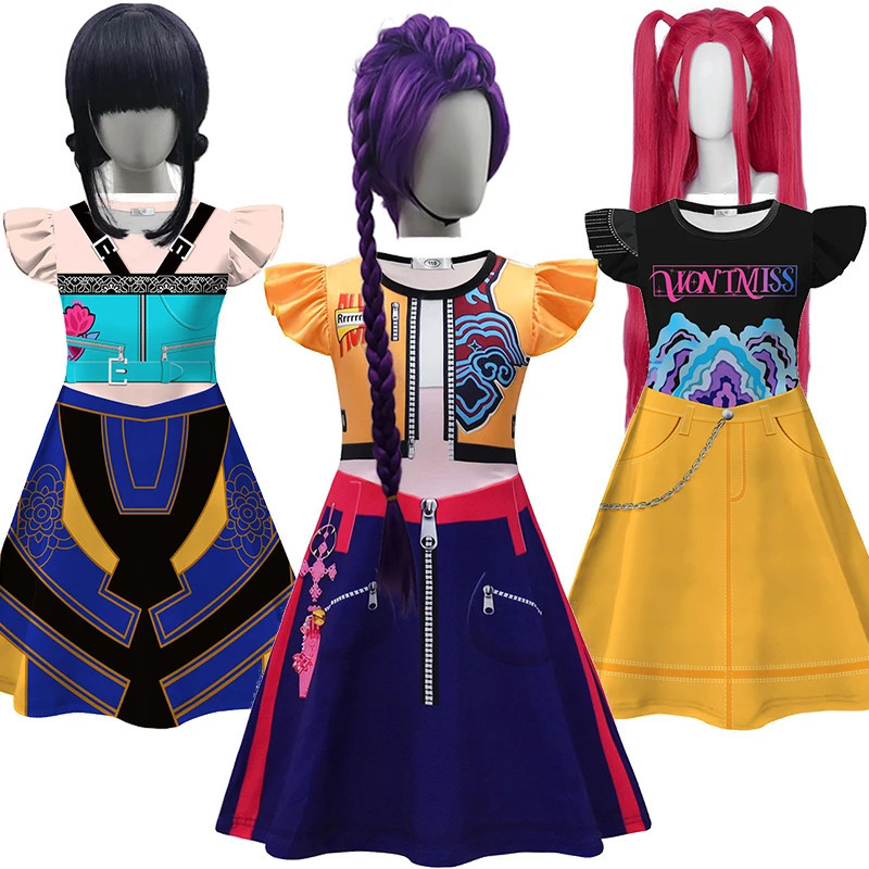 KPop Movie Demon Hunter Cosplay Dress for Girls 210Years Fantasia Childrens Carnival Party Masquerade Birthday Party Clothing 251017