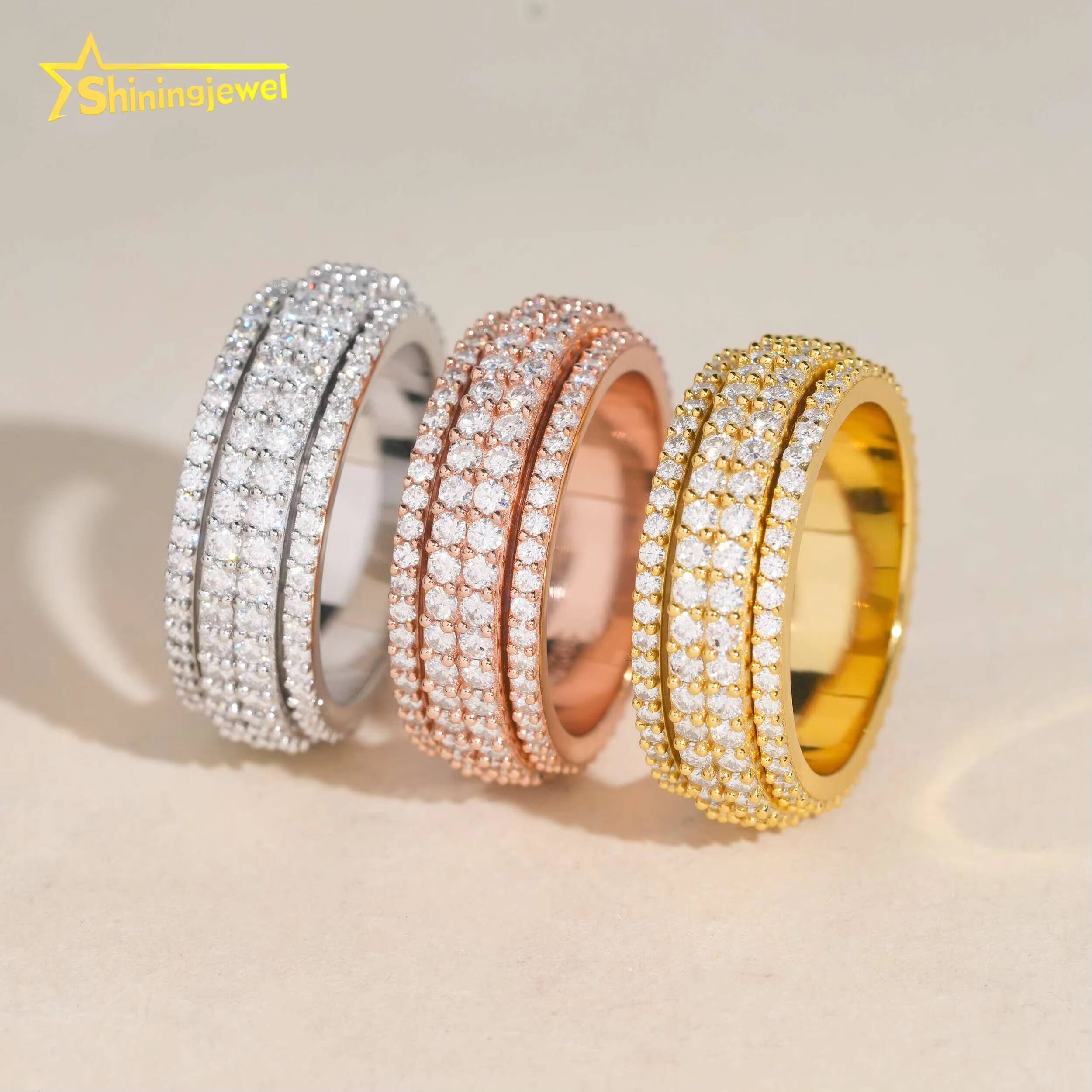 Iced Out Ring 925 Silver Moissanite Diamond Pass Diamond Tester Hip Hop Moissanite Rings Hip Hop Jewelry for Men