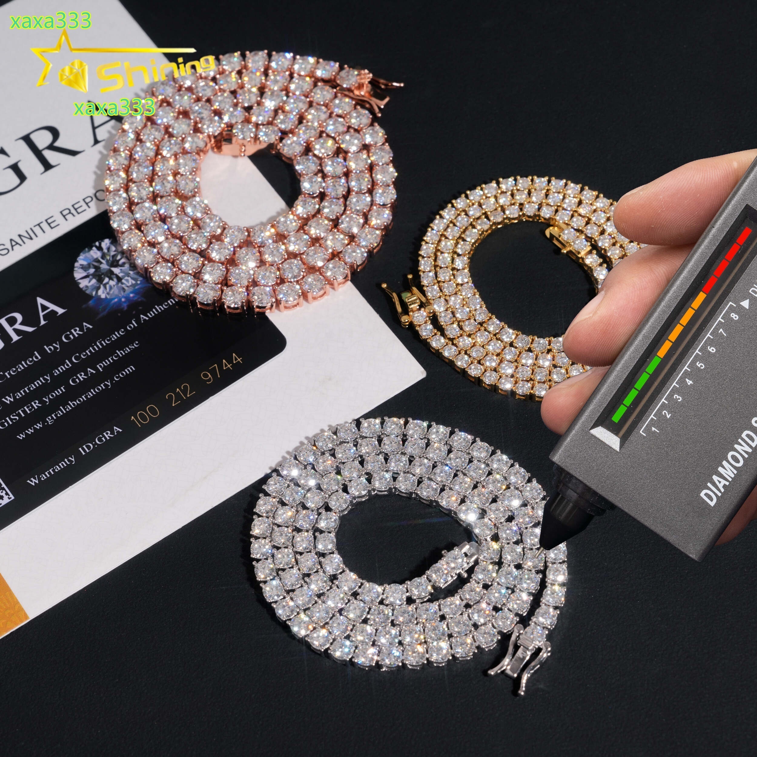 Hot Sale Classic Basket Prong Setting 925 Silver VVS Diamond Bracelet Necklace Moissanite Tennis Chain