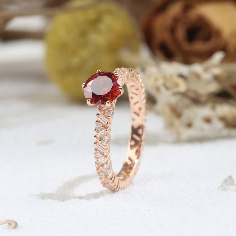 MT Luxury Vintage GRA 1CT Moissanite Ring 925 Sterling Silver Rose Gold Plated Classic Round Wedding Engagement Ring Exquisite Ring Custom Manufacture