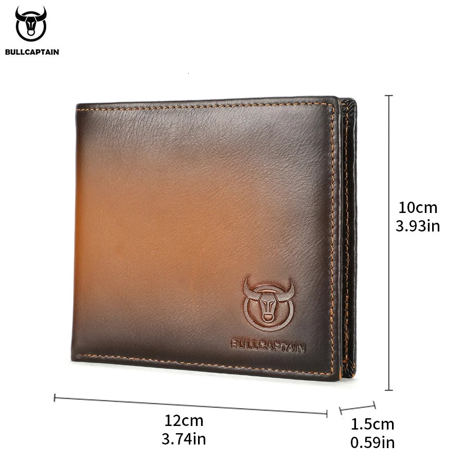BULLCAPTAIN RFID Blocking Mens Leather Wallet Bifold Slim Wallet Multicard Card Holder ID Wallet QB 05 251013