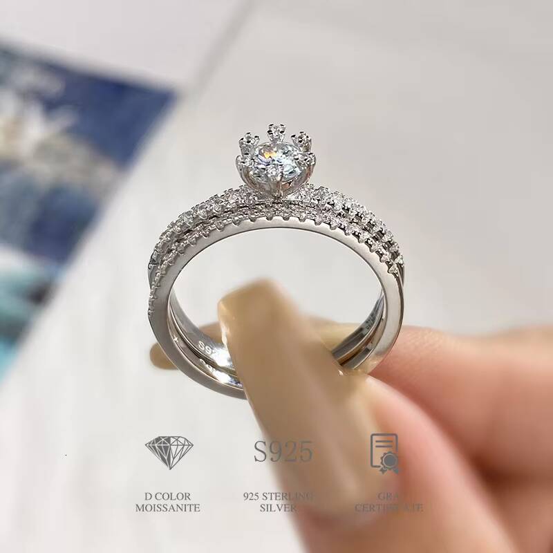 Wholesale 925 Sterling Silver White Gold Plated Gra 5mm Diamond Moissanite Wedding Ring Set Tennis Band Women Fine Jewelry