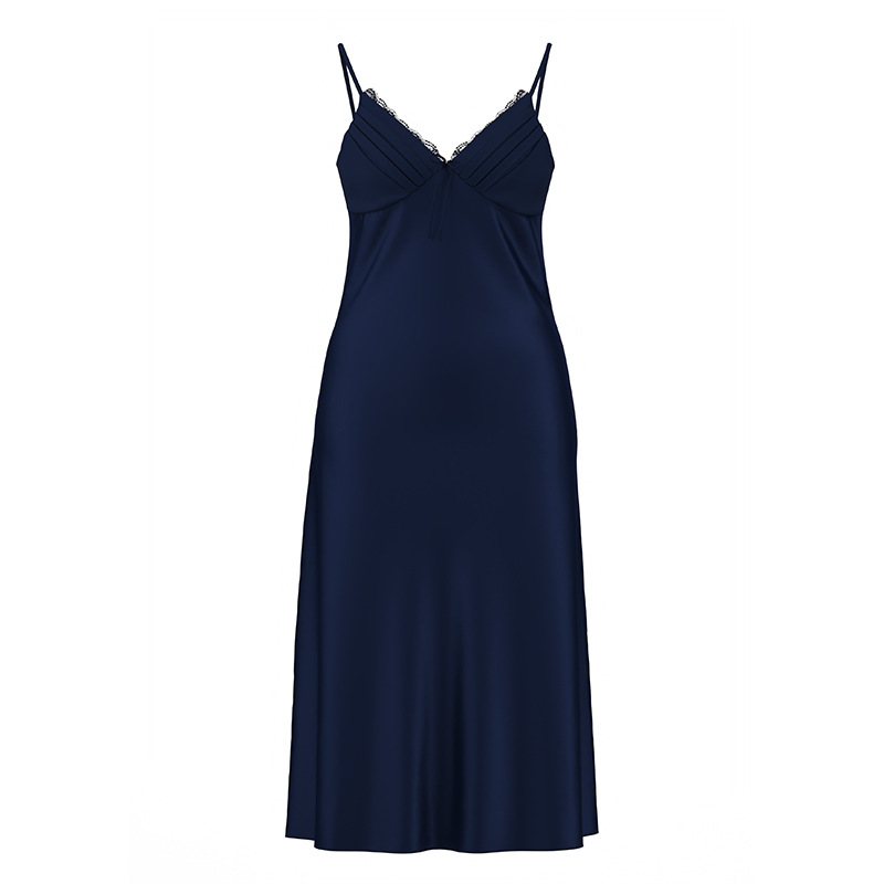 L1019Cross-border suspender pajamas women's summer ice silk sexy slit long dress