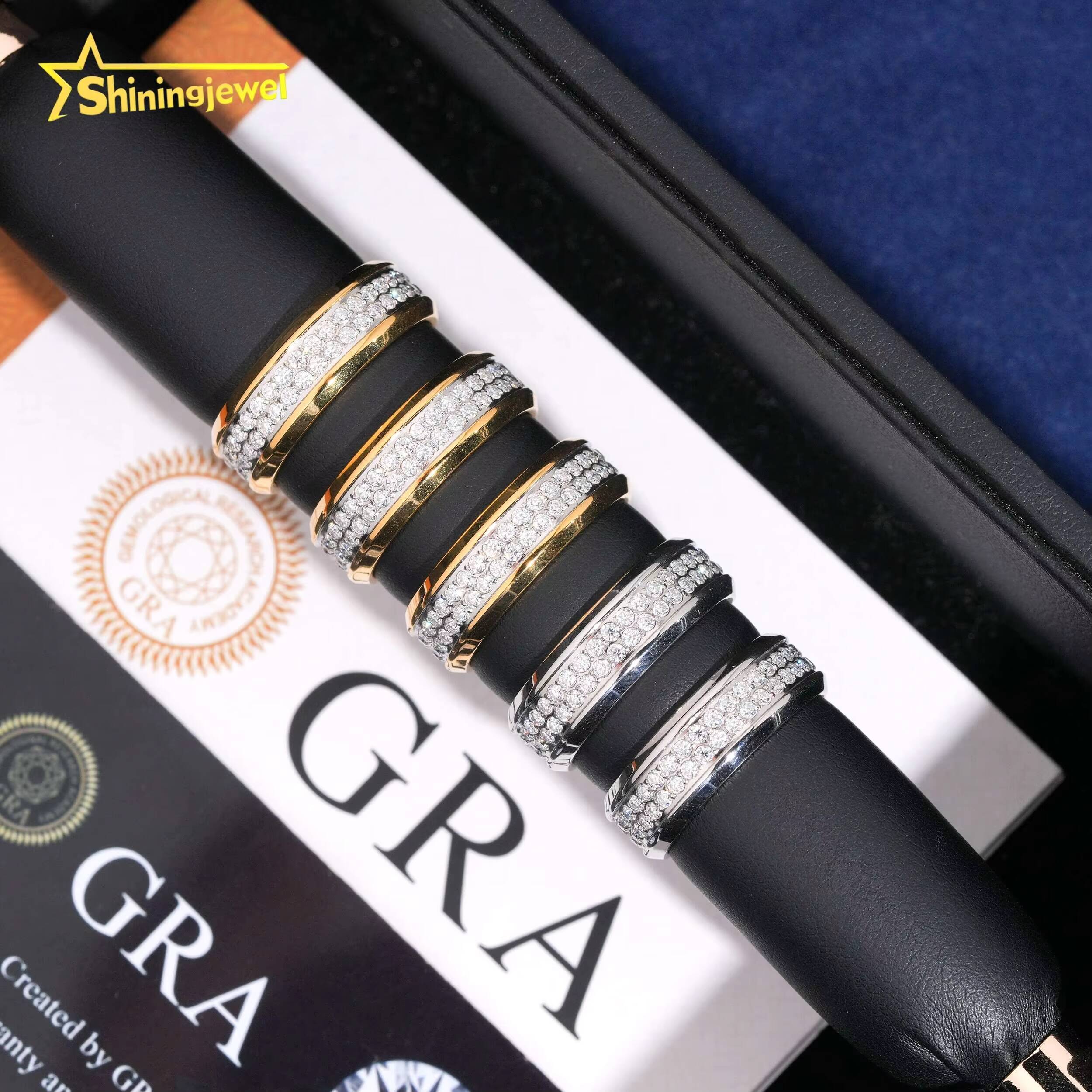 Hip Hop Men Diamond Rings Moissanite GRA Certificated Fashion Jewelry Stainless Steel Moissanite Ring Band Daily Wear