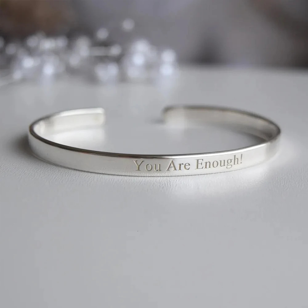 COOLTIME Personalized Custom Engraved Cuff Bracelet Stainless Steel Open Name Women Men Gift for Her 251008