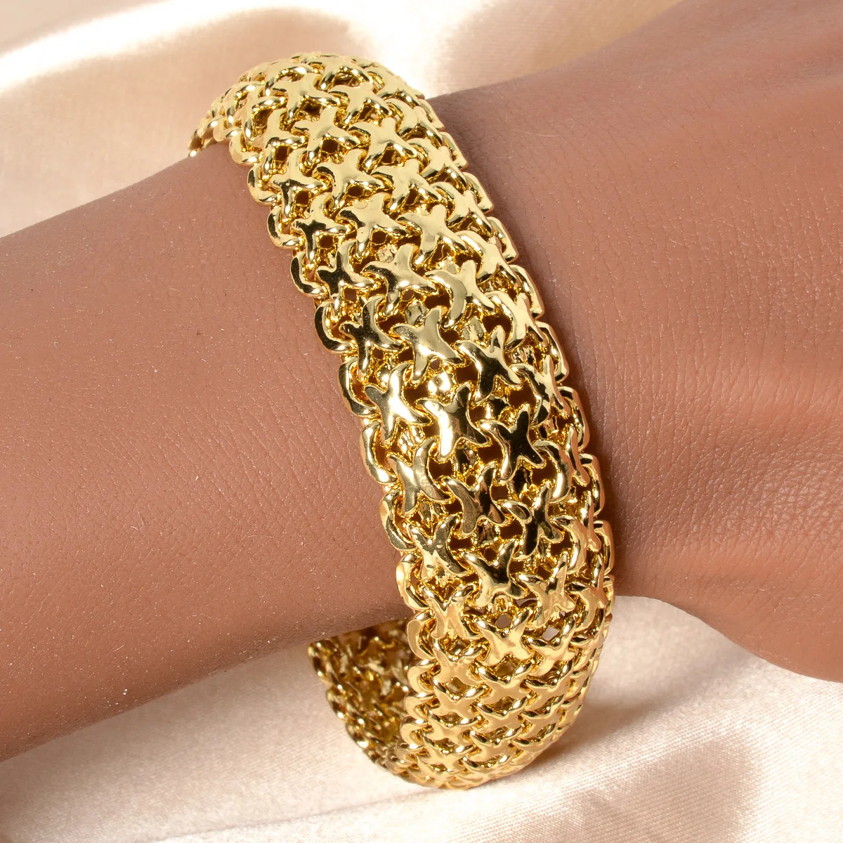 18MM wide copper chain bracelet unisex gold plated wristband Miami Sidewalk bracelet Punk Hip Hop Jewelry party gift 251016