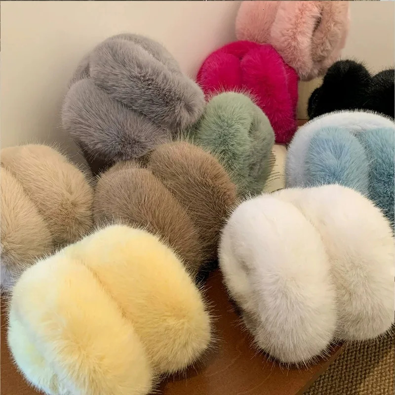 Fox Fur Plush Earmuffs Women Winter Thicken Colorful Plush Ear Protection Coldproof Windproof Solid Color Ear Covers 251014