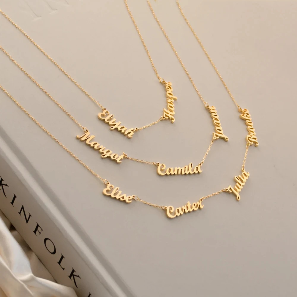 Haiyufly Custom Multiple Name Zircon Heart Necklace for Women Stainless Steel Jewelry Choker Chain Mother Kids Personalized Gift 251008