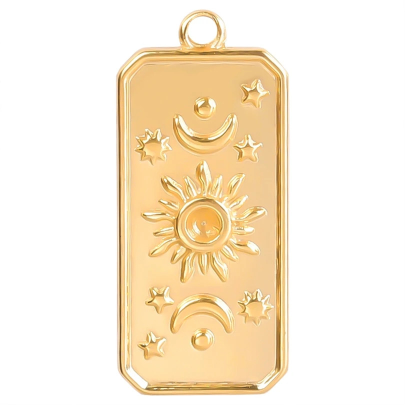 5pcsLot Different Syle Moon Charms For Jewelry Making Supplies 18k Real Gold Plated Stainless Steel Charm In Bulk Women Pendant 251008