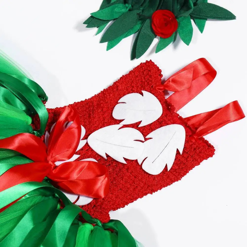 Red Green Hawaii Ballet Tutus Dresses for Baby Girls Christmas Princess Costumes Kids Hawaiian Fancy Outfit with Flowers Garland 251014