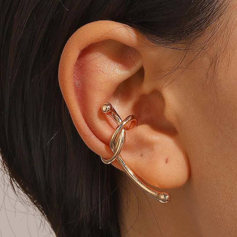 Fashion Designer earrings Gold Color Knotted Ear Clip for Women Girls Simple No Pierced Ear Cartilage Clip Jewelry Gifts