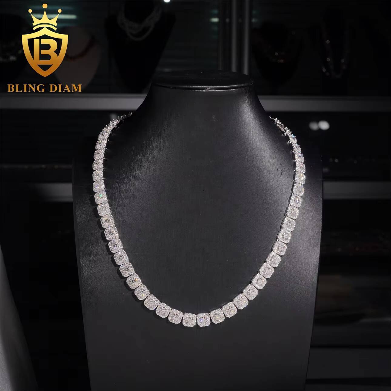 VVS Moissanite Diamond 10mm GRA Certificated Luxury Fashion Hip Hop Fine Jewelry Iced Out Necklace Miami Cuban Link Chain