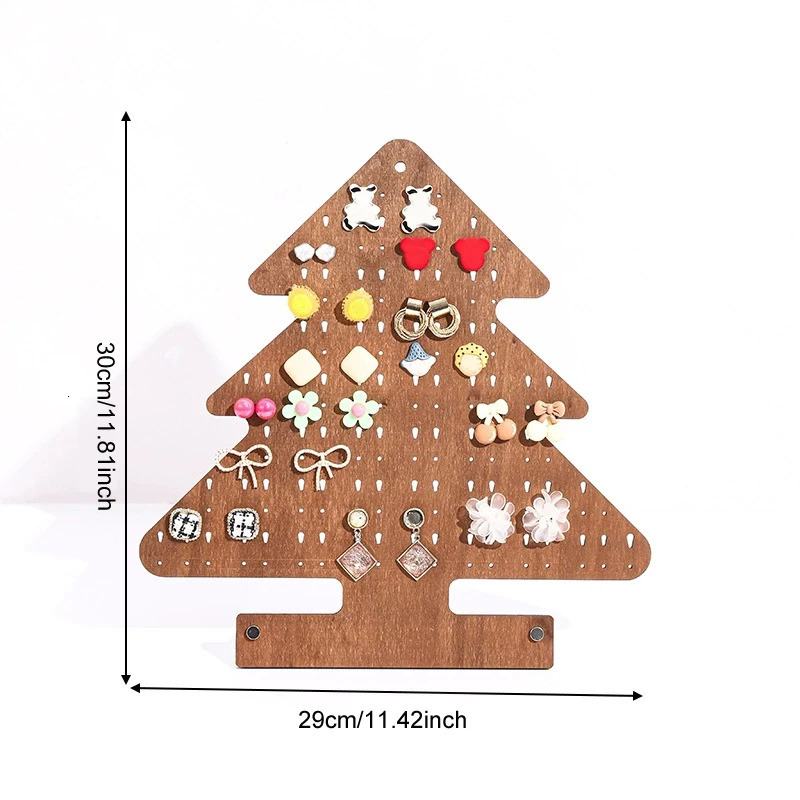 1pc Vintage Earrings Display Stand Wood Stud Earring Necklaces Bracelets Storage Holder Jewelry Organizer Counter Showcase Props 251016