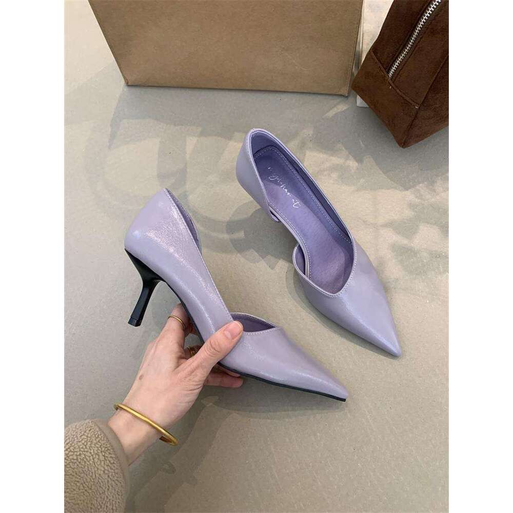 Pointed Toe Shallow Mouth Single Designer Shoe for Women 2025 Spring French Style Elegant Socialite Fairy Side Hollow Stiletto High Heels Work Shoes