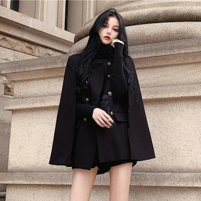 Bat Sleeved Blend Autumn Basic Streetwear Temperament Ladies Overcoats Simple Allmatch Leisure Chic Trendy 251016