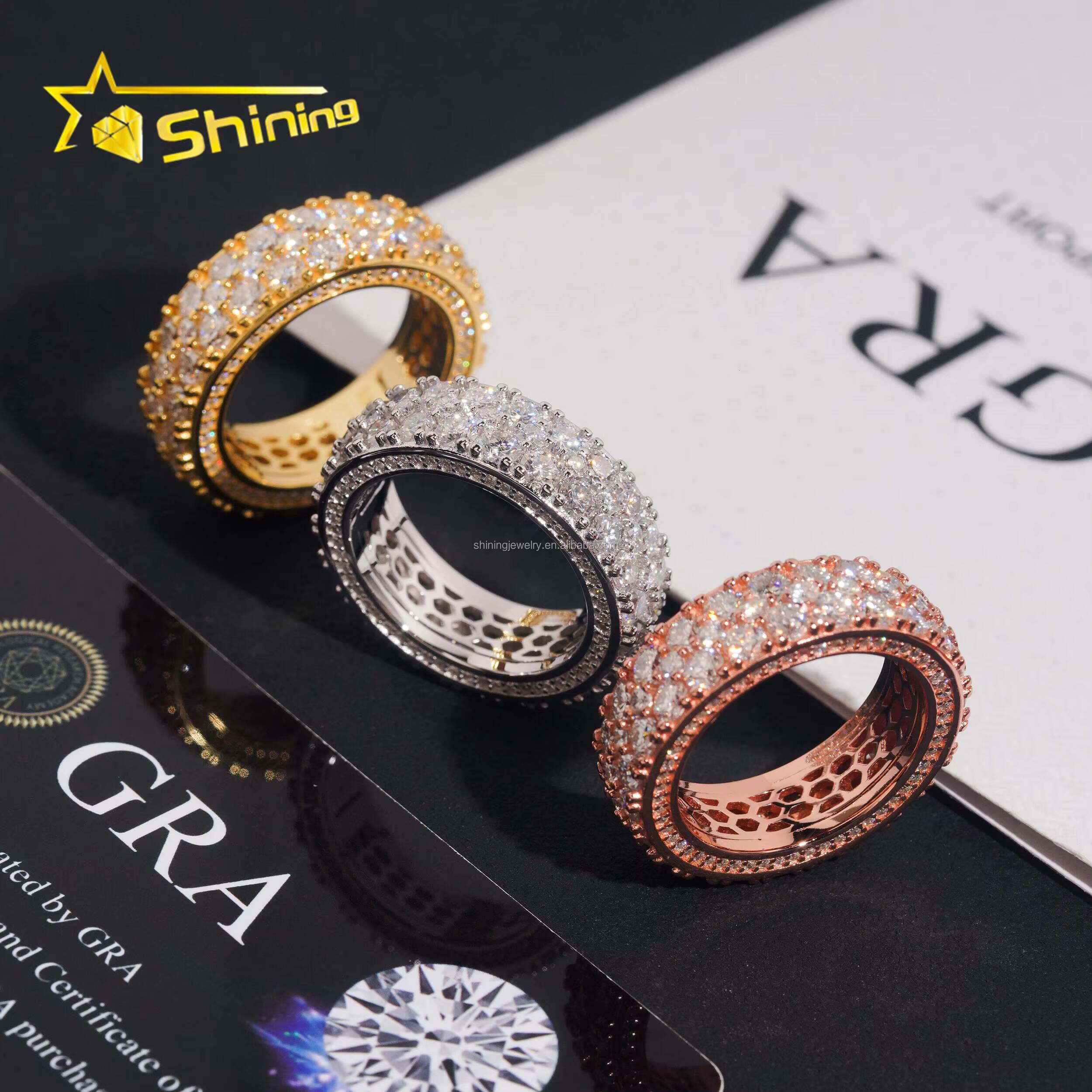 Hot Sale Cheap Price Iced Out Fine Man Jewelry Engagement Rings 925 Silver Jewelry FL Moissanite Diamond Eternity Band Ring