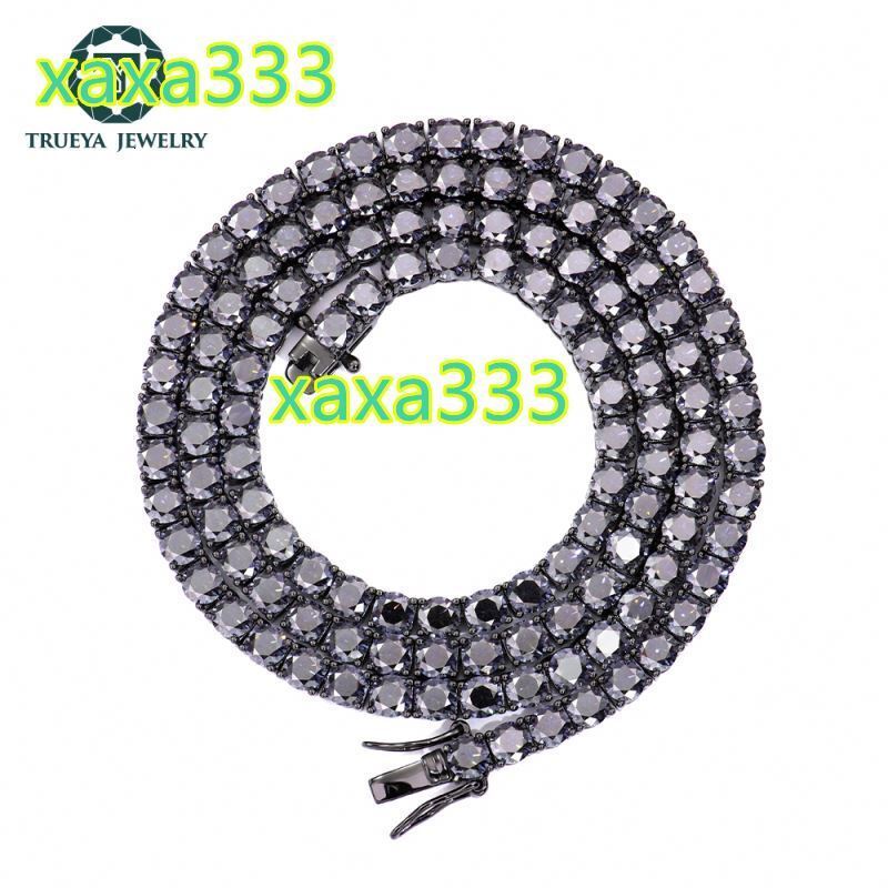 Factory custom jewelry 925 silver 4mm black color VVS diamond moissanite tennis necklace men and women gift