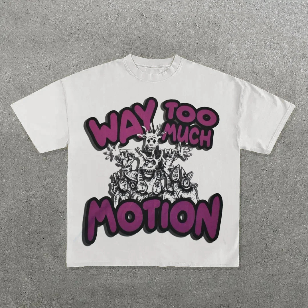 Y2K Drop Sleeves Oversized T Shirt Men Women Harajuku Hip Hop Cartoon Character Letter Graphic Printed T Shirt Cotton Goth Tops 251018