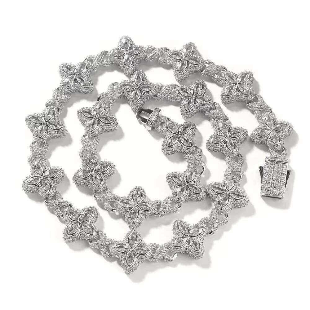 Pink Blue Green VVS Moissanite Cluster Hexagonal Tennis Necklace Zircon Infinite Charm Women's Jewelry Chain