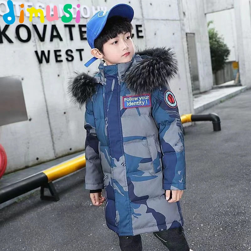 Winter Kids Thickened Long Coats Boys Camouflage Padded Hooded Cotton Jackets Plus Velvet Warm Outerwear Children Clothing 251017