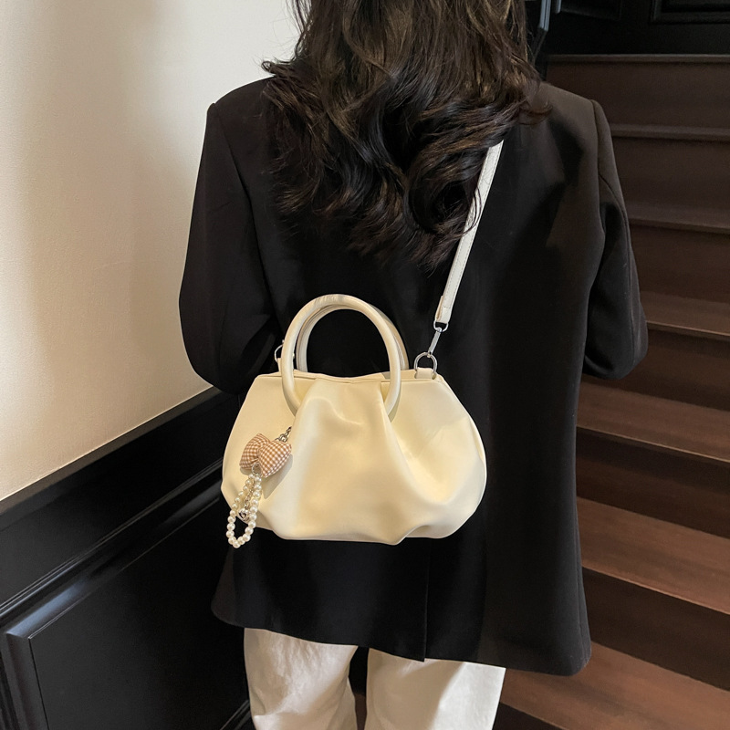 Luxury Brand Designer Bag French Style Pleated Cloud Shoulder Bag For Women 2025 New Fashion Soft Leather Handbag Basket Bag Solid Color Crossbody Bag