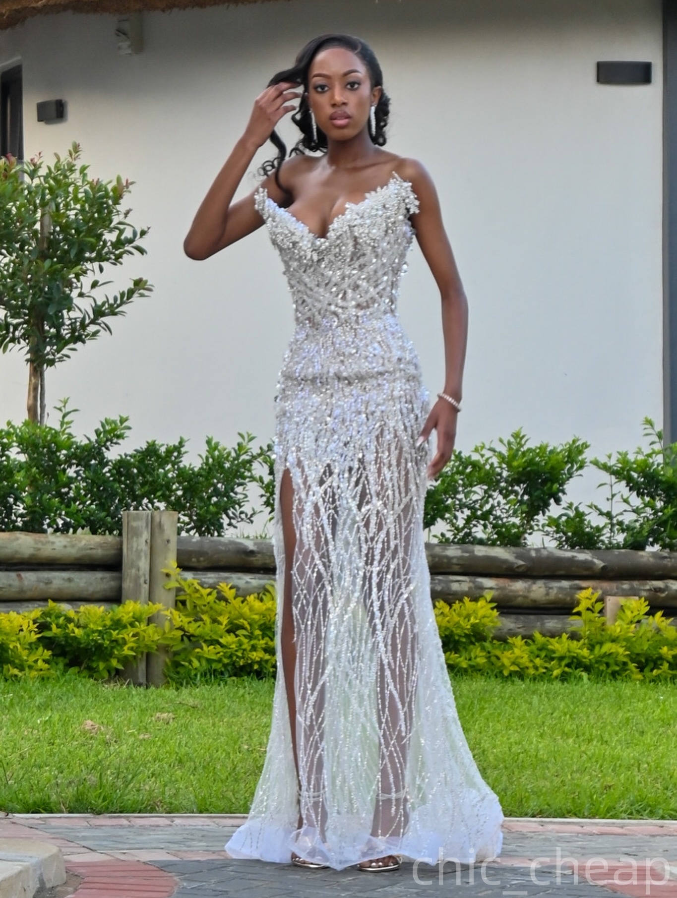 Ivory Mermaid Prom Dresses 2025 Beaded Crystals Pearls High Split Evening Formal Party Second Birthday Engagement Gowns Plus Size Dress For Special Oc