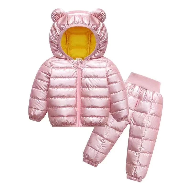 Kids JacketsPants Sets 2pcs Winter Autumn Boys Hooded Coat Warm Pants Girls Jacket Toddler Infant Clothes Suit Children Costume 251017