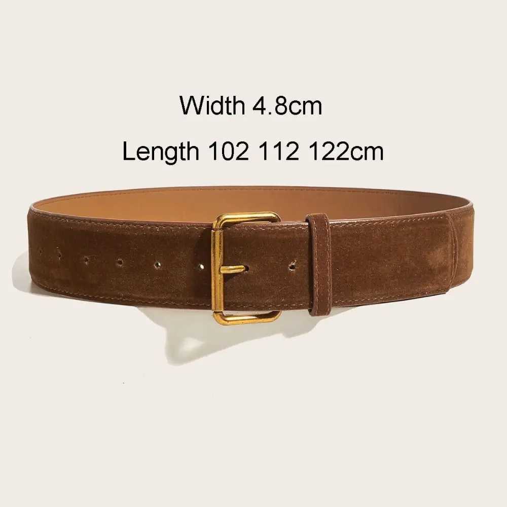 Women Luxury Design Suede Leather Wide Belt Casual Versatile Business Waist Strap Trendy Pin Buckle Waistband W251018