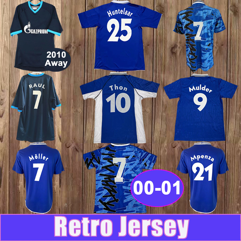 2000 2011 Schalke Mens Retro Soccer Jerseys RAUL HUNTELAAR RAKITIC KLUGE METZELDER VAN HOOGDALEM VAN KERCKHOVEN vintage Home Away Football Shirts