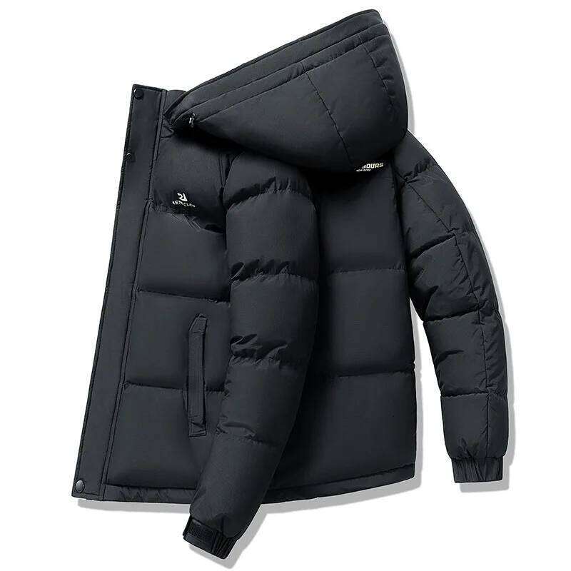 New Men's Hooded Puffer Jacket Winter Warm Thickened Quilted Coat Street Style Outerwear For Boys And Youth