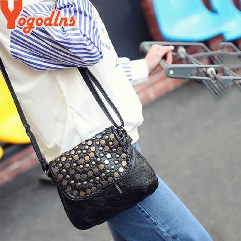 Yogodlns Fashion Black Enveljavascope Women Clutch Rivet Girls Leather Party Purse Small Shoulder Handbag Evening Messenger Bags Z251018