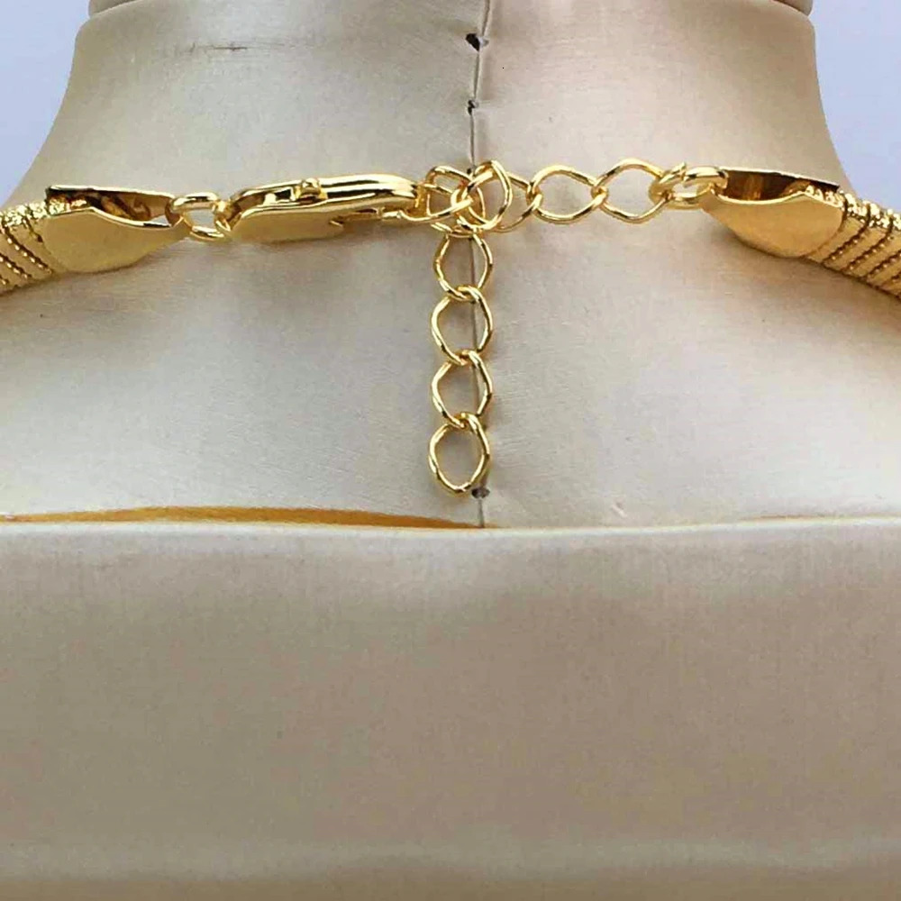 Selling Italian Gold Plated Jewelry Womens Wedding Party Banquet Big Pendant Light Weight Bold Jewelry Sets FHK17058 251016