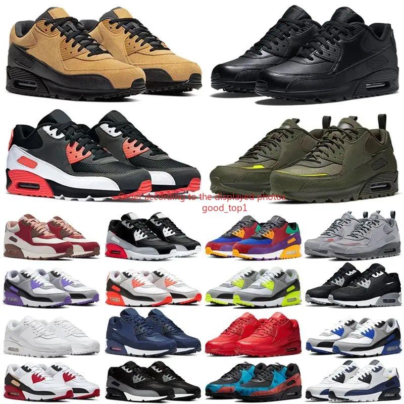 Designer Men 90 Running Sports Shoes Triple White Black Red 90s Wolf Grey Polka Dot Total Orange Laser Blue Runner Hyper Grape Royal Women Trainer Sneakers