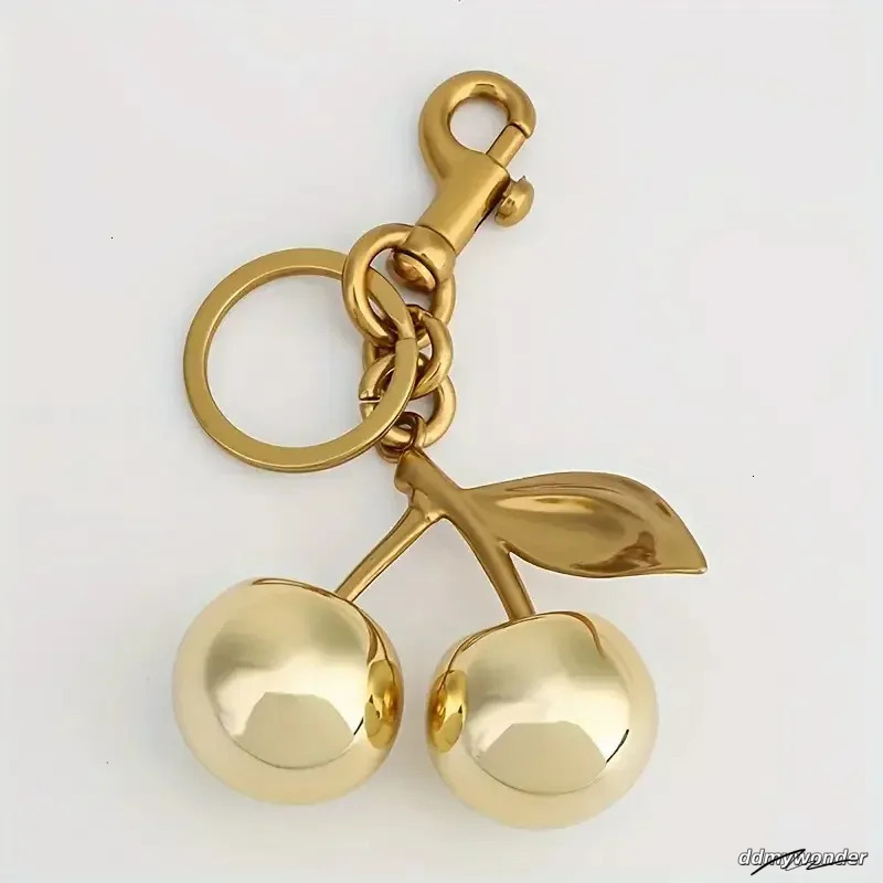 Elegant Cherry Keychain Charm - Shiny Resin And Metal Bag Accessory For Women's Purse Or Handbag Ddmywonder