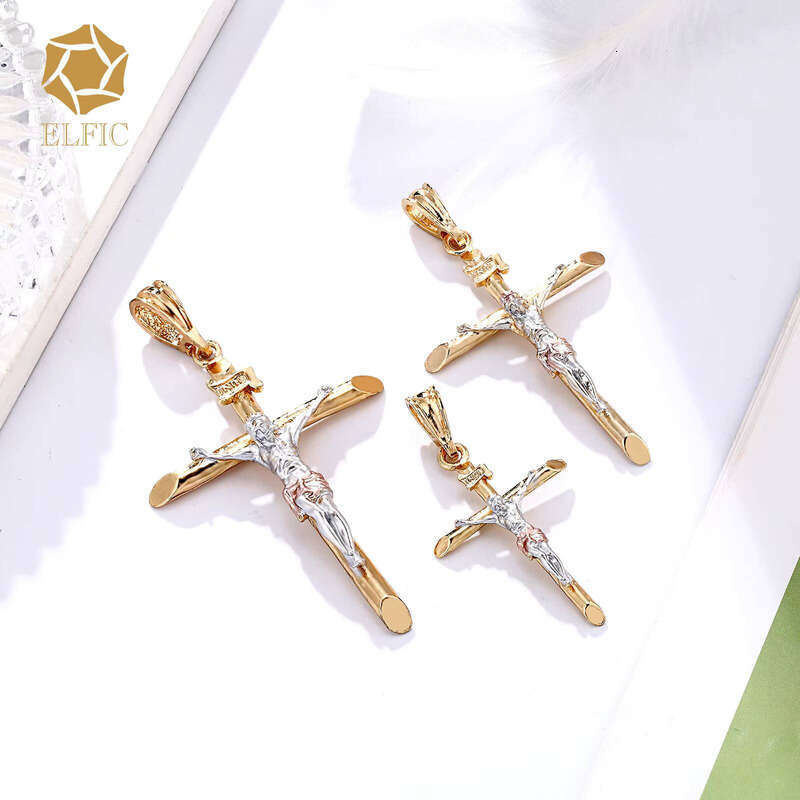 fashion Jewelry Necklace Christian Pendant, 14k Gold Plated Cross Pendant