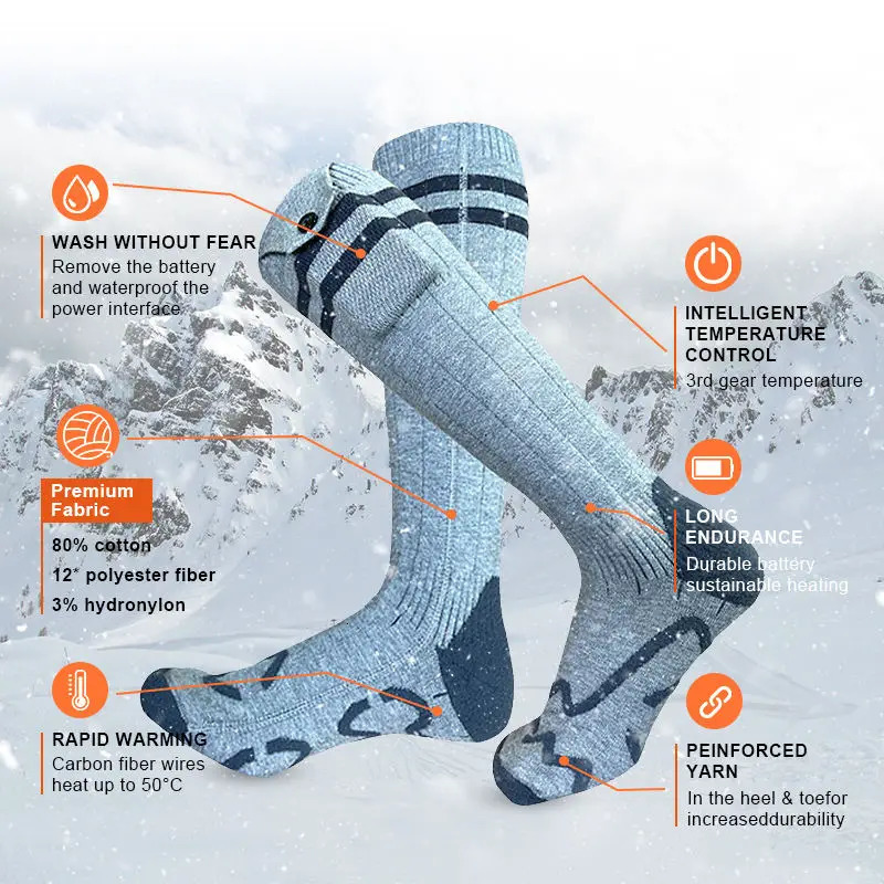 Winter Heated Sock Rechargeable Battery Stocking Electric Heating Ski Socks Sports Man Thermal with Warmer Foot 251009