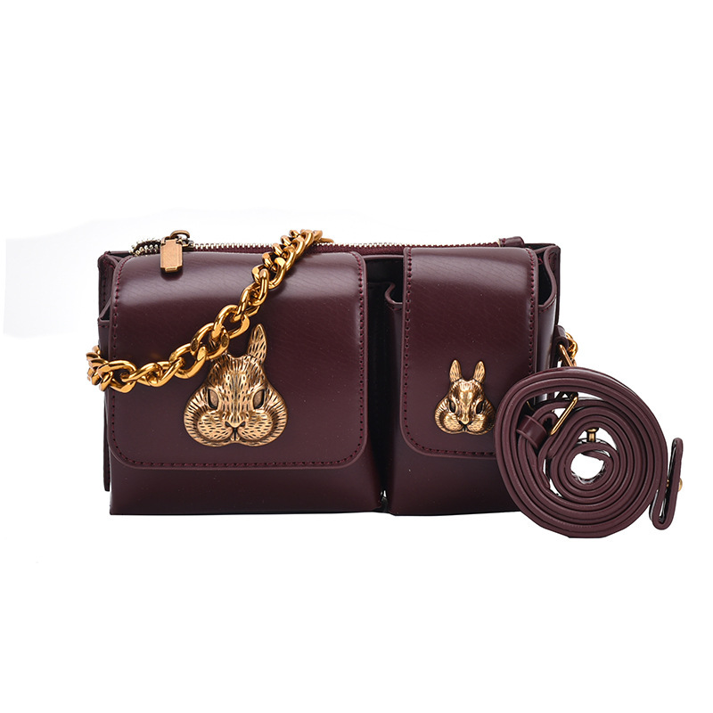 Luxury Brand Designer Bag Niche Fashion Commuter Motorcycle Bag Women's Bag 2024 New Rabbit Head Small Square Bag Underarm Bag High-End Shoulder 