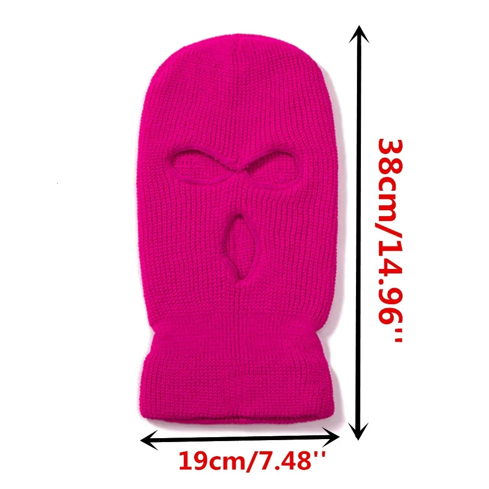 Unisex Balaclava Full Cover Style Ski Mask Hat 3 Holes Hat Tactical Windproof Ribbed Knit Beanie Cap 251014